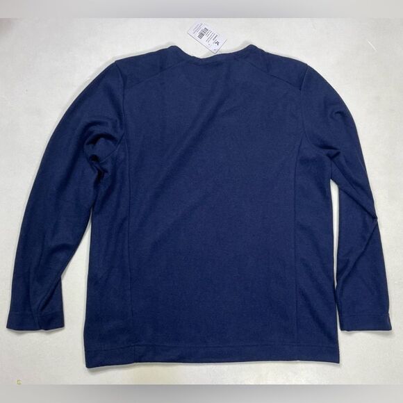Knoss Evolve Double Knit Pullover Sweater Men Large Navy Blue NWT - Picture 2 of 5
